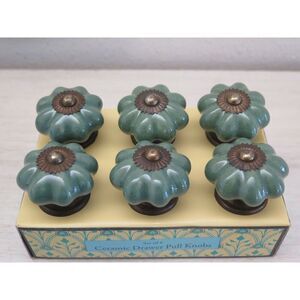 Jaipur Market Green Ceramic Drawer Knobs, Set Of 6